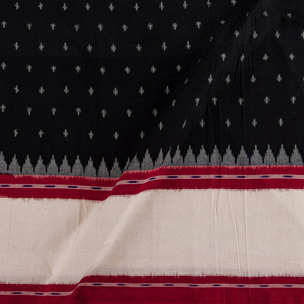 Buy Handloom Cotton Black Colour Double Ikat With Daman Border Fabric Online 9438DS2 