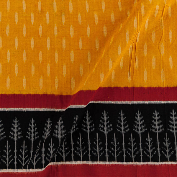 Buy Handloom Cotton Double Ikat Golden Yellow Colour with Mercerised Ikat on Daman Border Fabric Online 9438ED2