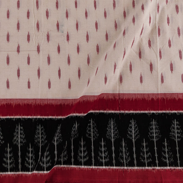 Buy Handloom Cotton Double Ikat Off White Colour with Mercerised Ikat on Daman Border Fabric Online 9438ED3