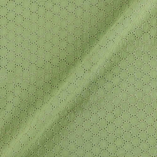 Buy Cotton Pista Green Colour Schiffli Cut Work Fabric Online 9439AI