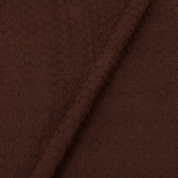 Cotton Coffee Colour Schiffli Cut Work Fabric Online 9439BI