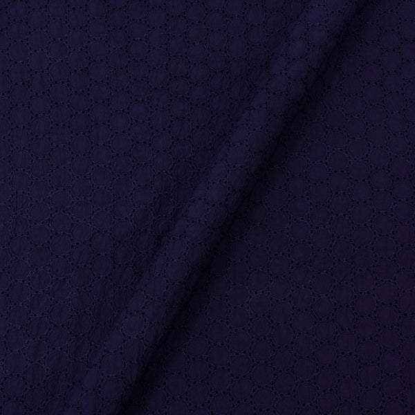 Cotton Midnight Blue Colour Schiffli Cut Work Fabric Online 9439BM
