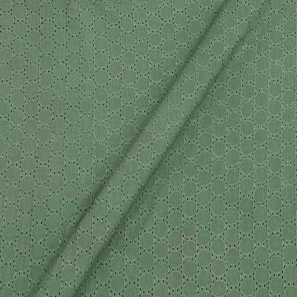Buy Cotton Shale Green Colour Schiffli Cut Work Fabric Online 9439Y
