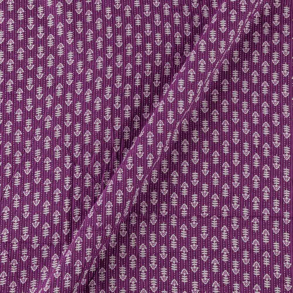 Kantha Cotton Dark Purple Colour Floral Print Fabric Online 9443DK