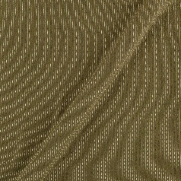 Cotton Olive Green  Colour Doriya [Kantha] Fabric 9444AF Online