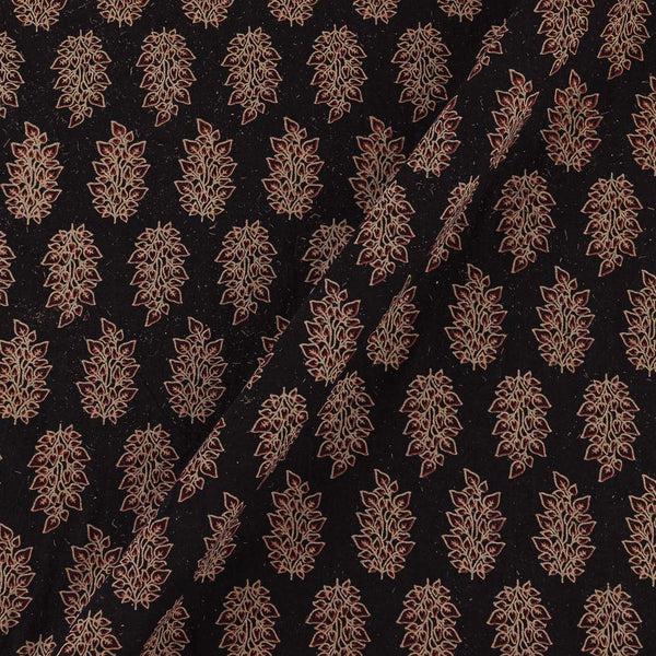 Gamathi Cotton Natural Dyed Black Colour Leaves Print 45 Inches Width Fabric