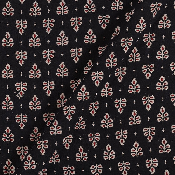 Buy Gamathi Cotton Natural Dyed Leaves Print Black Colour Fabric