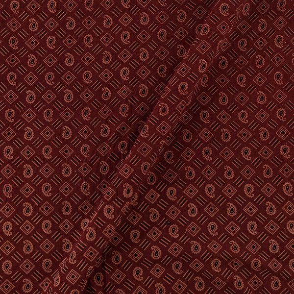 Gamathi Cotton Natural Dyed Small Paisley Print Maroon Colour Fabric Online 9445AKQ1