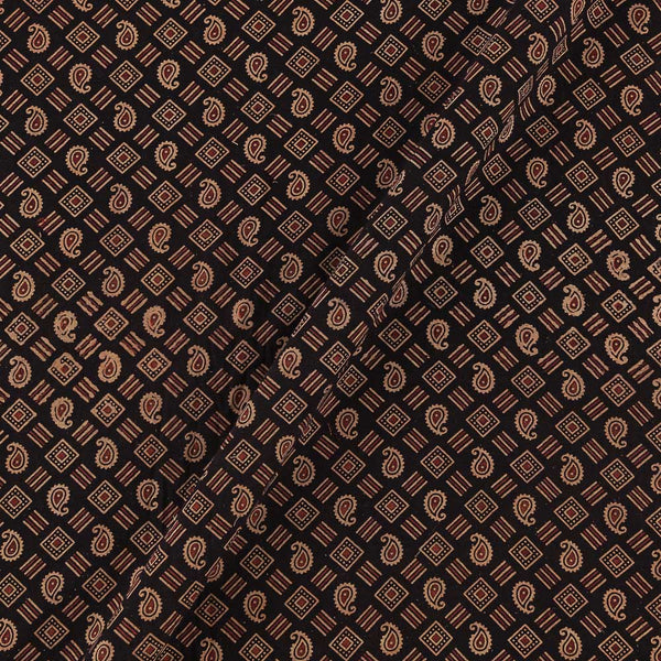 Gamathi Cotton Natural Dyed Small Paisley Print Black Colour Fabric Online 9445AKQ2