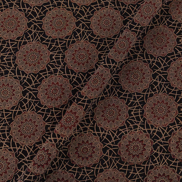 Gamathi Cotton Natural Dyed Circle With Abstract Print Black Colour Fabric