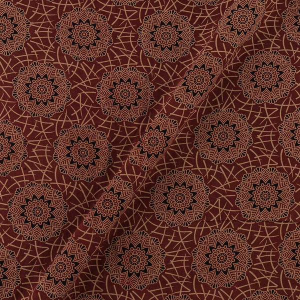 Gamathi Cotton Natural Dyed Circle With Abstract Print Maroon Colour Fabric