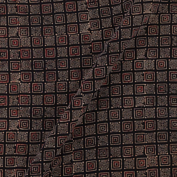 Gamathi Cotton Natural Dyed Geometric Print Black Colour Fabric Online 9445ALP1