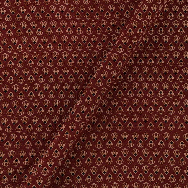Gamathi Cotton Natural Dyed Maroon Colour Floral Print Fabric Online 9445ALR2