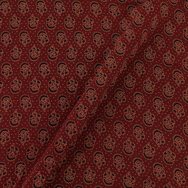 Gamathi Cotton Natural Dyed Maroon Colour Floral Print Fabric Online 9445ALT2