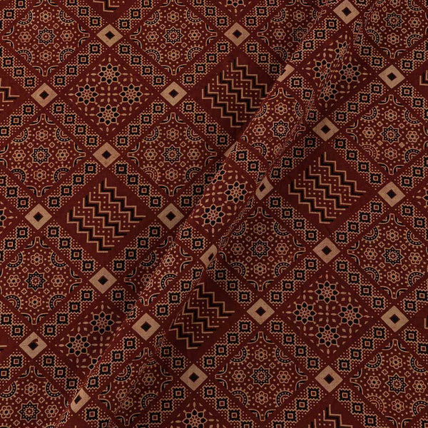 Gamathi Cotton Natural Dyed Maroon Colour Patchwork Inspired Print Fabric Online 9445ALV1