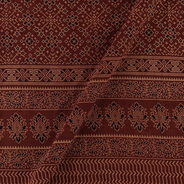 Gamathi Cotton Natural Dyed Patola with Daman Border Print Maroon Colour Fabric Online 9445AMB1
