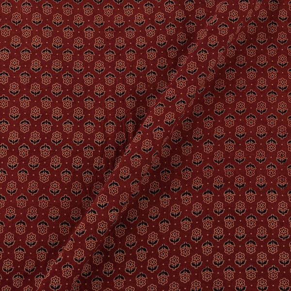 Gamathi Cotton Natural Dyed Maroon Colour Floral Print Fabric Online 9445DH1