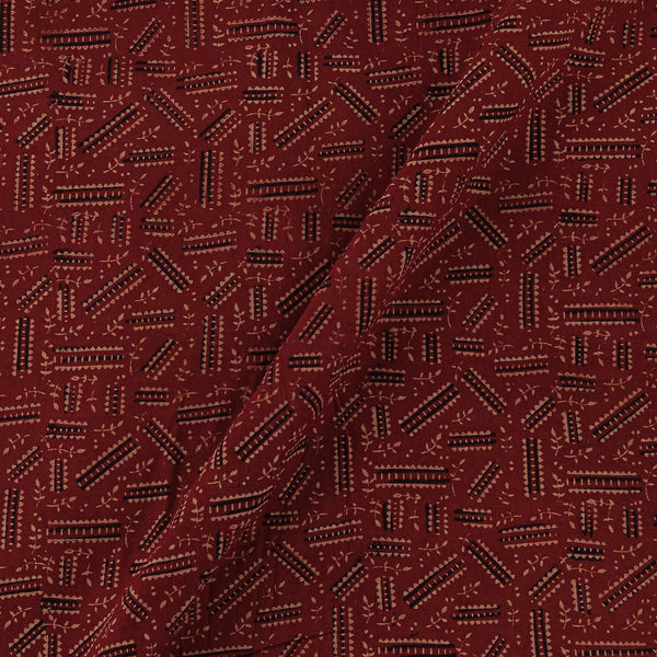 Gamathi Cotton Natural Dyed Geometric Print Maroon Colour Fabric Online 9445DM