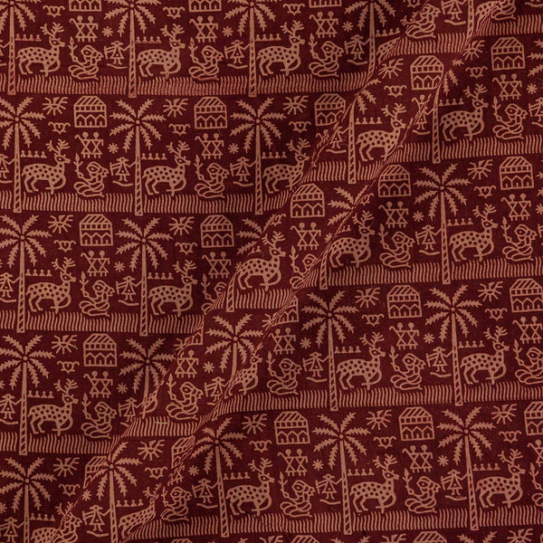 Buy Gamathi Cotton Natural Dyed Maroon Colour Jungle Print Fabric Online 9445I