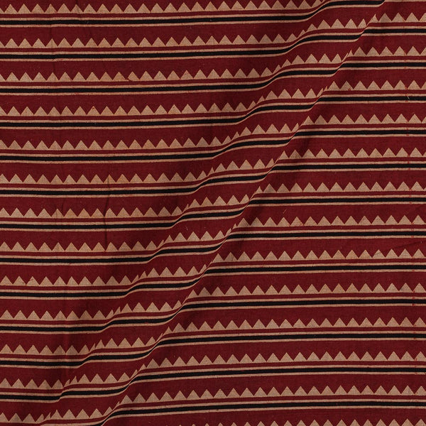 Gamathi Cotton Maroon Colour All Over Border Double Kaam Block Print 45 Inches Width Fabric