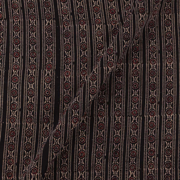 Gamathi Cotton Natural Dyed All Over Border Print Black Colour Fabric 9445MY