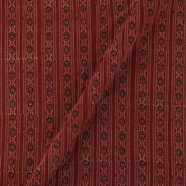 Gamathi Cotton Natural Dyed All over Border Print Maroon Colour Fabric 9445NA