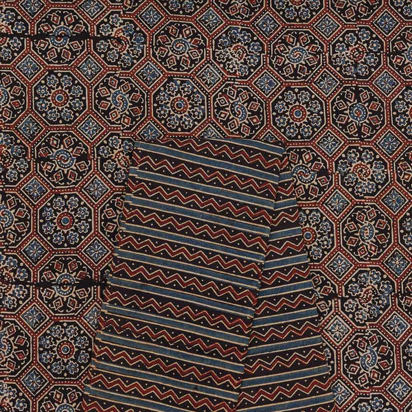 Co-Ord Set Of Ajrakh Cotton Natural Dye Block Printed Fabric & Ajrakh Cotton Natural Dye Block Printed Fabric [2.50 Mtr Each]