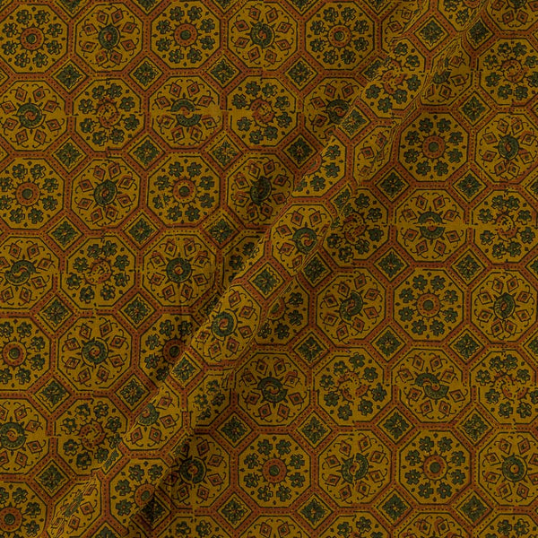 Ajrakh Cotton Mustard Colour Natural Dye Block Print Fabric Online 9446AA5