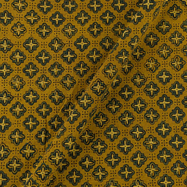 Ajrakh Cotton Mustard Colour Natural Dye Geometric Block Print Fabric Online 9446AD3
