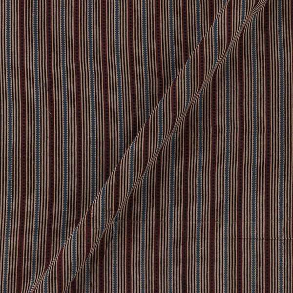 Ajrakh Cotton Black Colour Natural Dye Geometric Lines Block Print Fabric Online 9446AGQ1
