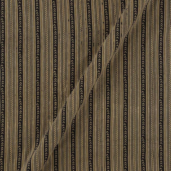 Ajrakh Cotton Dark Cedar Colour Natural Dye Geometric Lines Block Print Fabric Online 9446AHA3