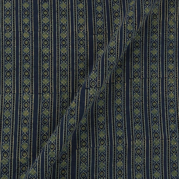 Ajrakh Cotton Indigo Blue Colour Natural Dye Geometric Block Print Fabric Online 9446AHH4