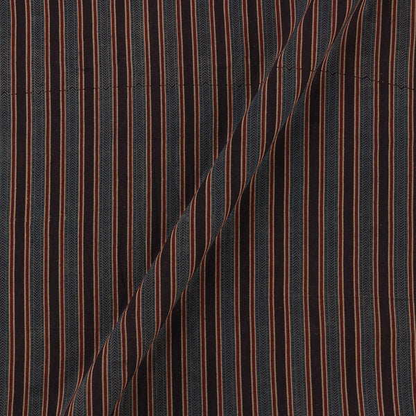 Ajrakh Cotton Black Colour Natural Dye Geometric Lines Block Print Fabric Online 9446AIA5