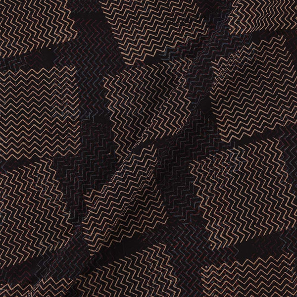 Unique Cotton Ajrakh Black Colour Natural Dye Abstract Hand Block Print Fabric