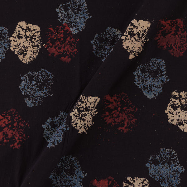 Unique Cotton Ajrakh Black Colour Natural Dye Abstract Hand Block Print 42 Inches Width Fabric