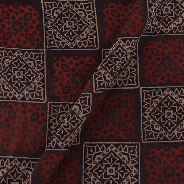 Unique Cotton Ajrakh Dark Cedar Colour Natural Dye Hand Block Print 43 Inches Width Fabric