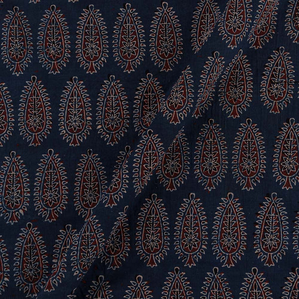 Buy Ajrakh Cotton  Indigo Blue Colour Natural Dye Leaves Print Fabric Online 9446AP7