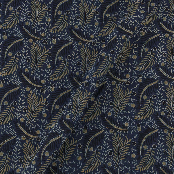 Ajrakh Cotton Indigo Blue Colour Natural Dye Leaves Block Print Fabric Online 9446AS1