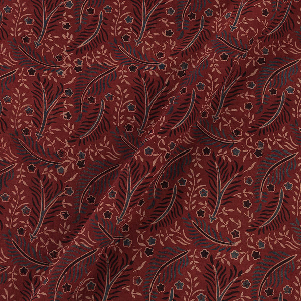 Ajrakh Cotton Maroon Colour Natural Dye Leaves Block Print Fabric Online 9446AS6