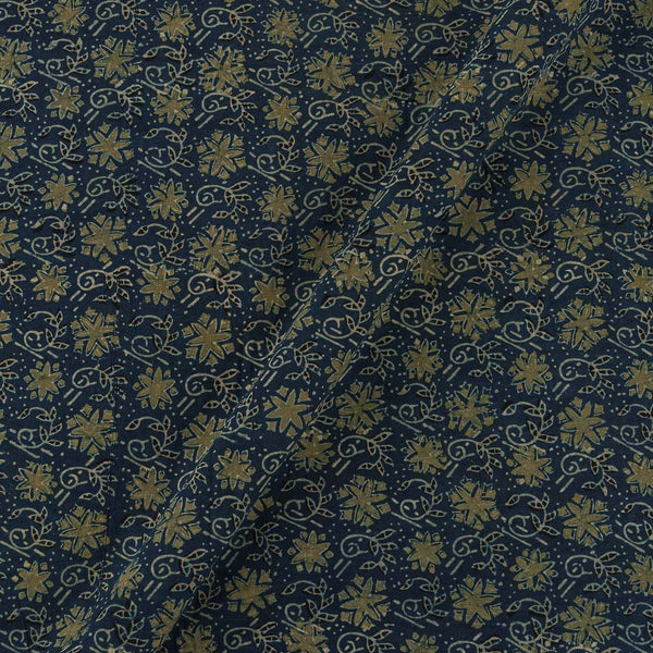 Ajrakh Cotton Indigo Blue Colour Natural Dye Geometric Block Print Fabric Online 9446AT1