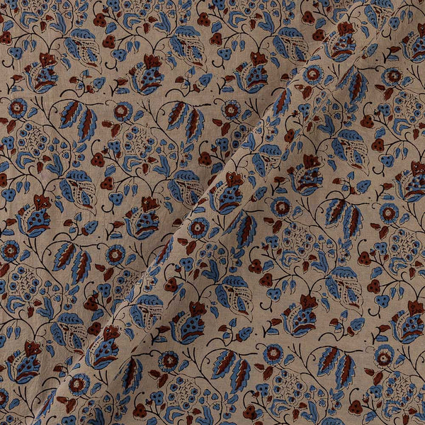 Ajrakh Cotton Off White Colour Natural Dye Floral Jaal Print 43 Inches Width Fabric