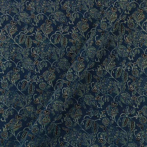 Ajrakh Cotton Indigo Blue Colour Natural Dye Floal Jaal Print Fabric Online 9446B6