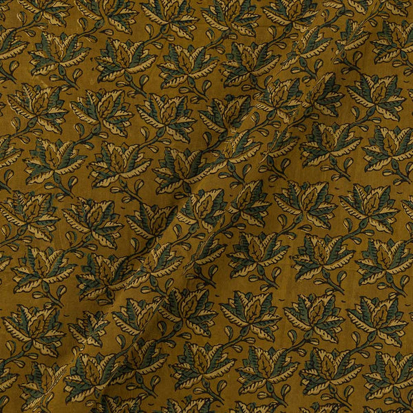 Ajrakh Cotton Mustard Yellow Colour Natural Dye Floral Jaal Print 42 Inches Width Fabric