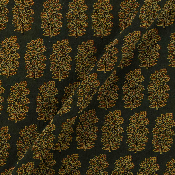 Ajrakh Cotton Dark Green Colour Natural Dye Sanganeri Print Fabric Online 9446LG1