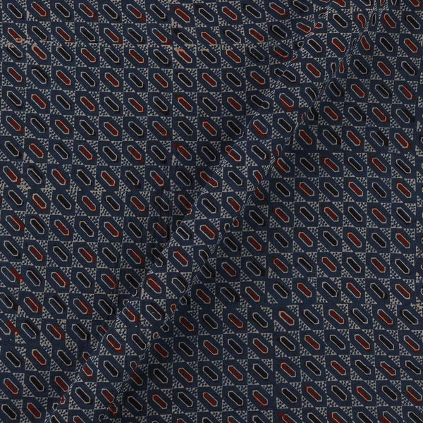 Ajrakh Cotton Indigo Blue Colour Natural Dye Geometric Block Print Fabric Online 9446Q5