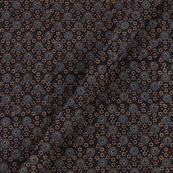 Ajrakh Cotton Black Colour Natural Dye Geometric Block Print Fabric Online 9446QU3