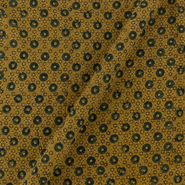 Ajrakh Cotton Mustard Colour Natural Dye Geometric Block Print Fabric Online 9446QU4