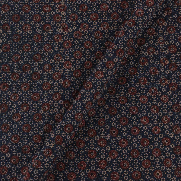 Ajrakh Cotton Indigo Blue Colour Natural Dye Geometric Block Print Fabric Online 9446QU6