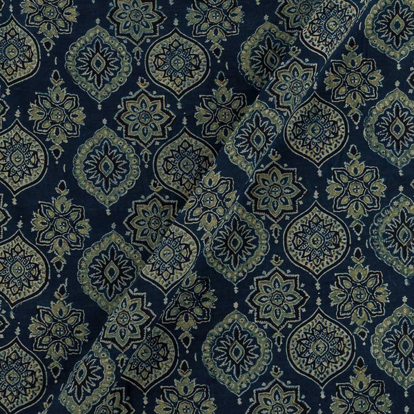 Buy Ajrakh Cotton Steel Blue Colour Natural Dye Print Fabric Online 9446ST2