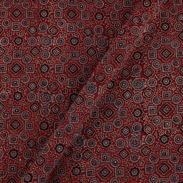 Buy Ajrakh Cotton Maroon Colour Natural Dye Geometric Block Print Fabric Online 9446TJ1